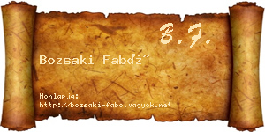 Bozsaki Fabó névjegykártya